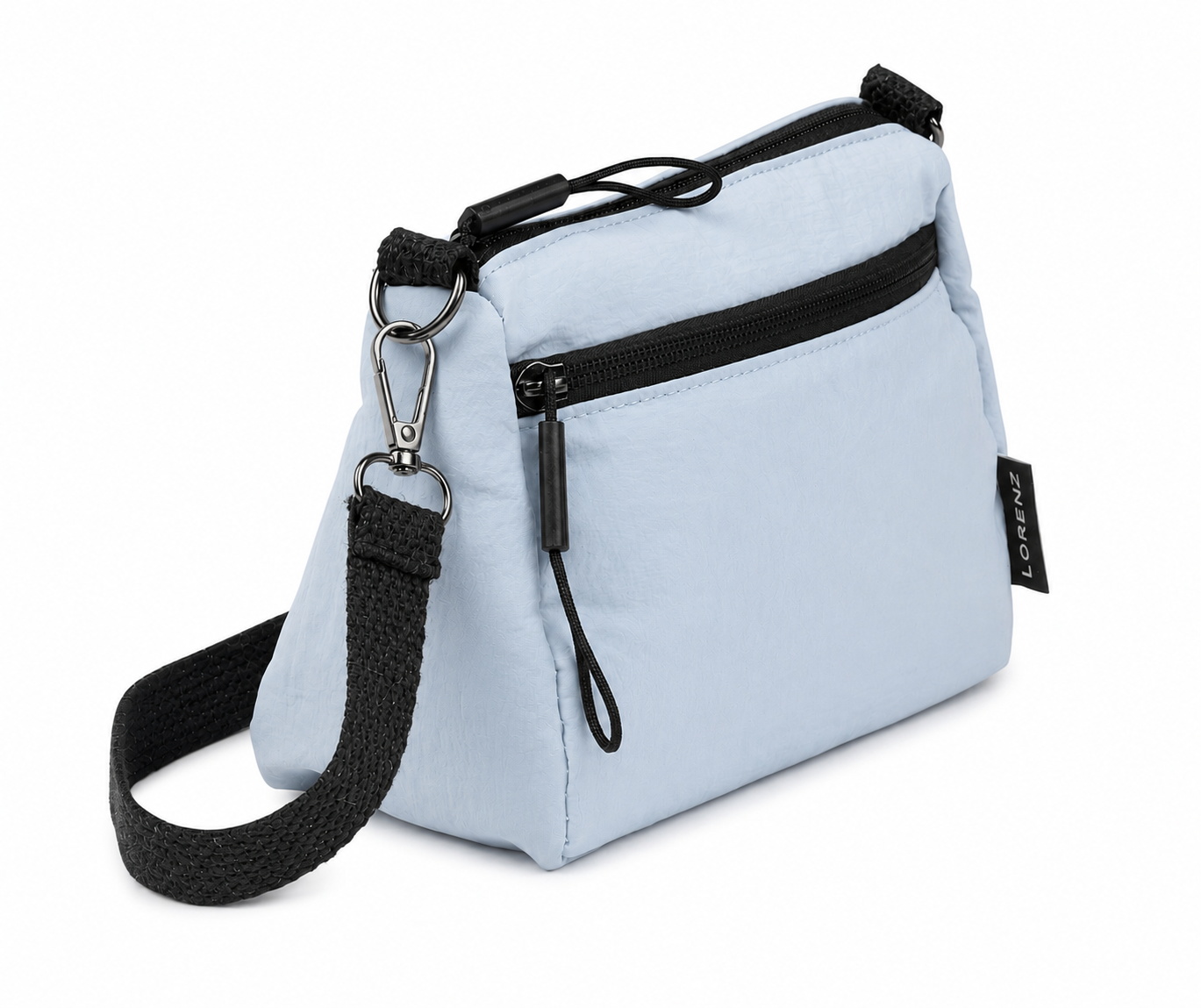 (image for) 2309 Ice Blue Lorenz Top Zip Mini Shoulder Crinkled Nylon Bag